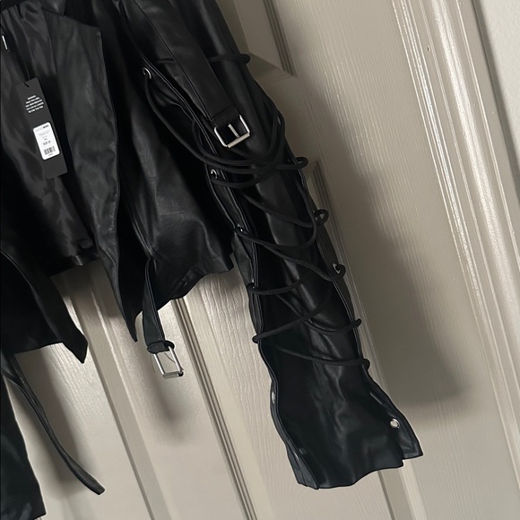 Fashion Nova | Lace-Up Detail Faux Leather Jacket - Picture 6 of 10